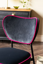 Set of 2 Dining Chairs in Charcoal & Pink Velvet