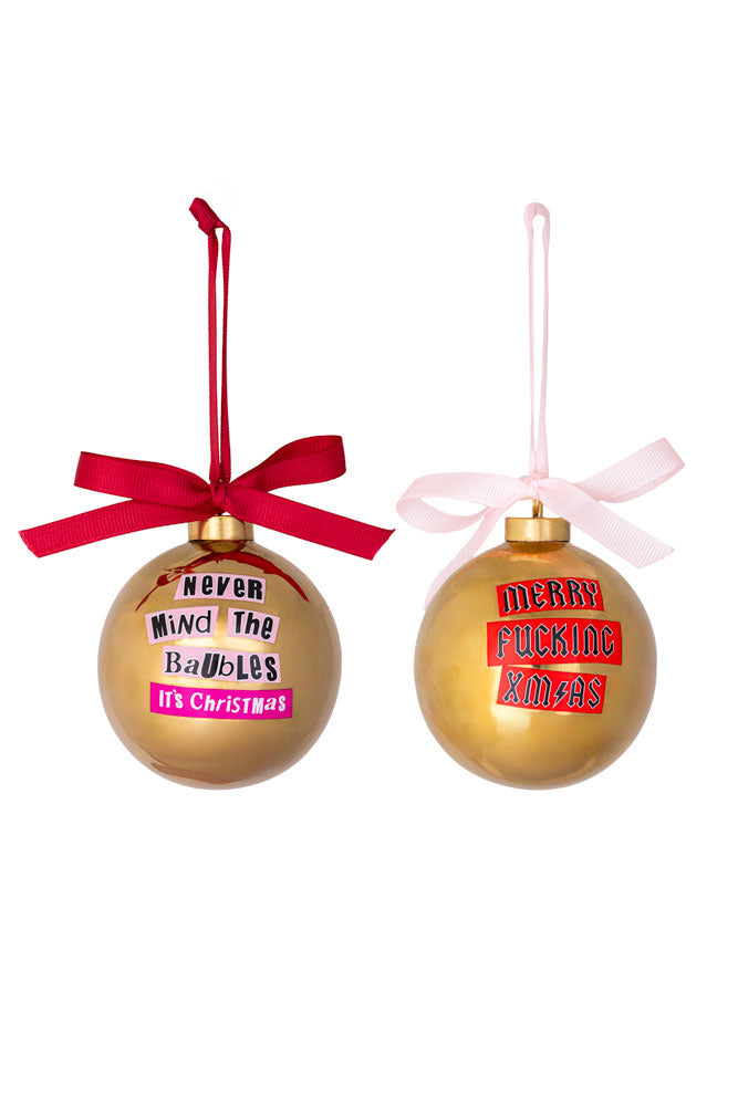 Set of 2 Gold Rock & Roll Inspired Baubles - SECONDS