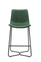 Set of 2 Metal Frame Green Bar Stools
