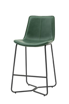 Set of 2 Metal Frame Green Bar Stools