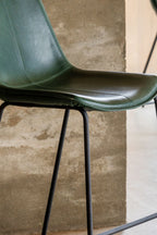 Set of 2 Metal Frame Green Bar Stools