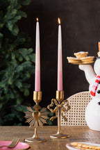 Set Of 2 Ombre Pink Dinner Candles