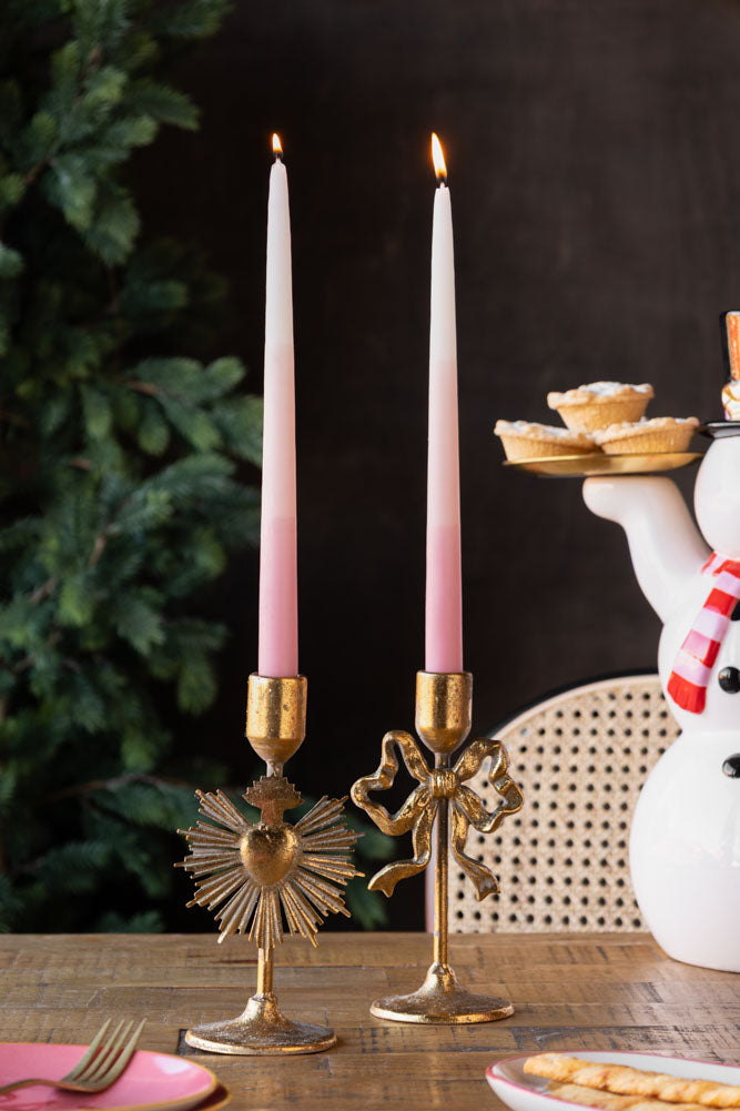 Set Of 2 Ombre Pink Dinner Candles