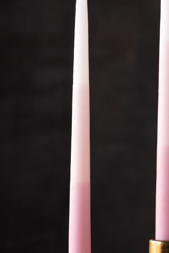 Set Of 2 Ombre Pink Dinner Candles