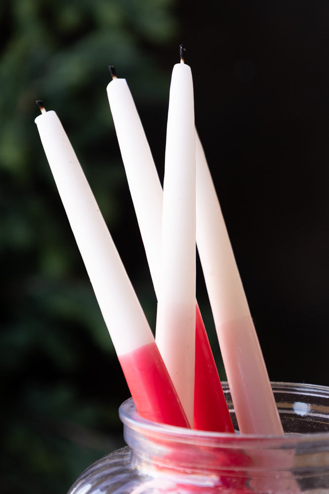 Set Of 2 Ombre Pink Dinner Candles