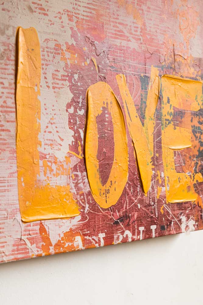 Set of 2 Pink & Orange Abstract Peace/Love Wall Art