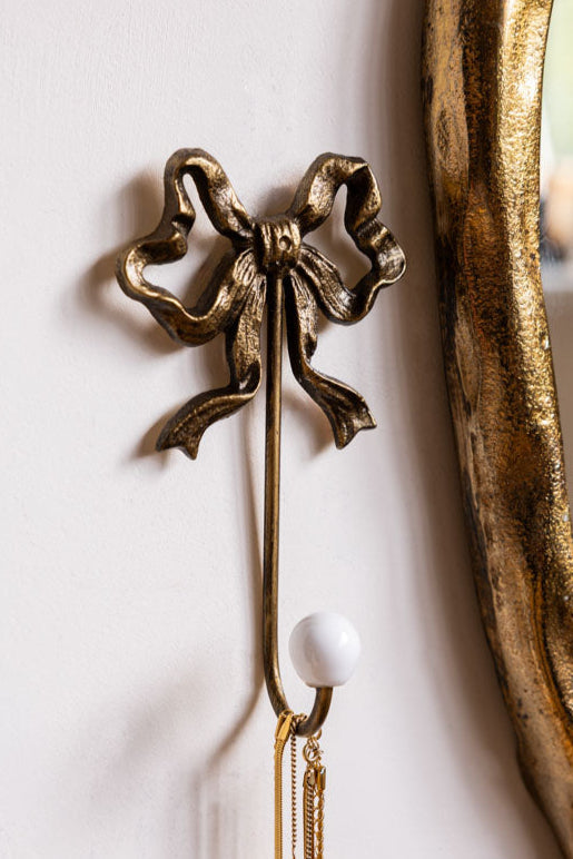Set of 2 Pretty Gold Bow Wall Hooks
