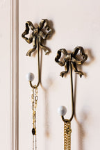 Set of 2 Pretty Gold Bow Wall Hooks
