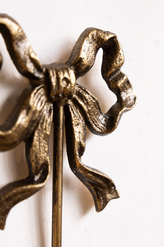 Set of 2 Pretty Gold Bow Wall Hooks