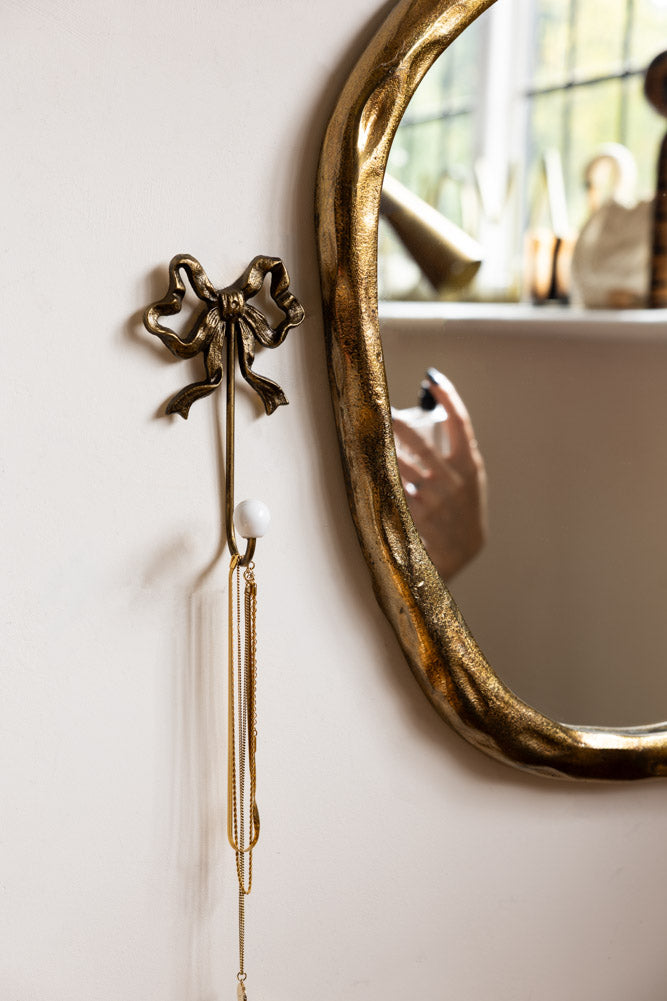 Set of 2 Pretty Gold Bow Wall Hooks