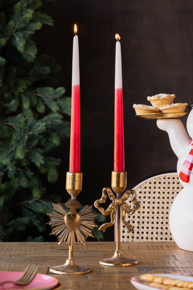 Set Of 2 Ombre Red Dinner Candles