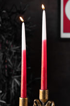 Set Of 2 Ombre Red Dinner Candles