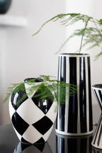 Set of 3 Black & White Stripe Vases