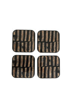 Set of 4 Black & Gold Brushstroke Coasters With Holder