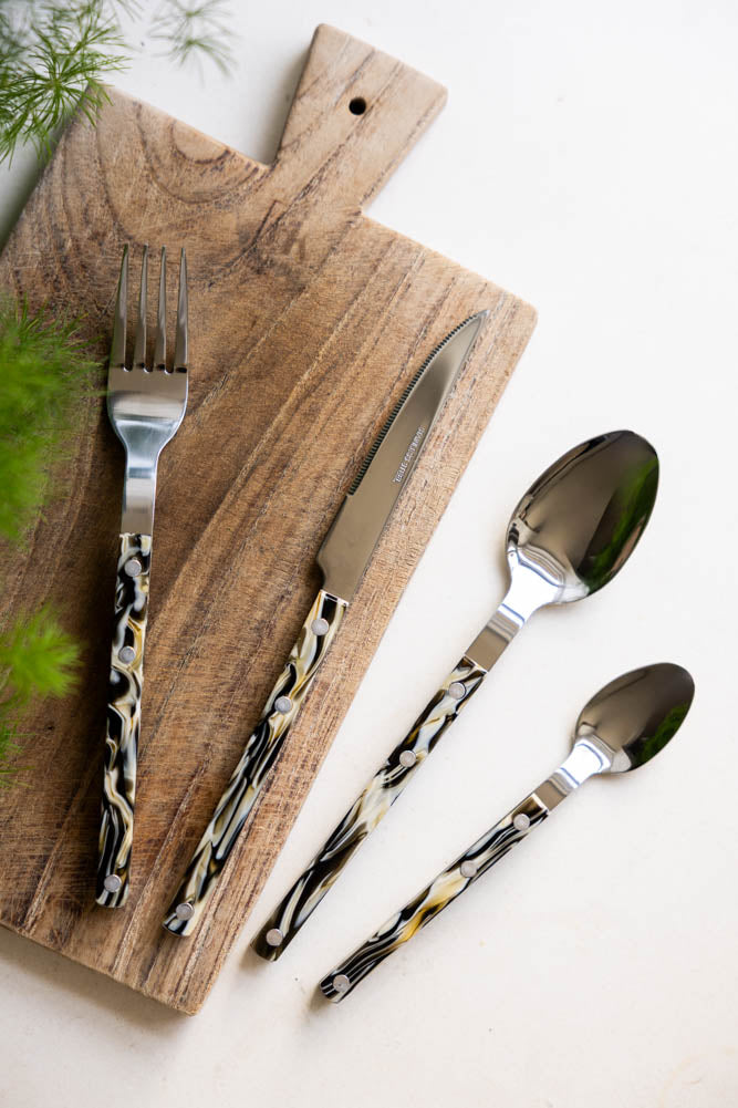 Set of 4 Marble-Effect Cutlery Set