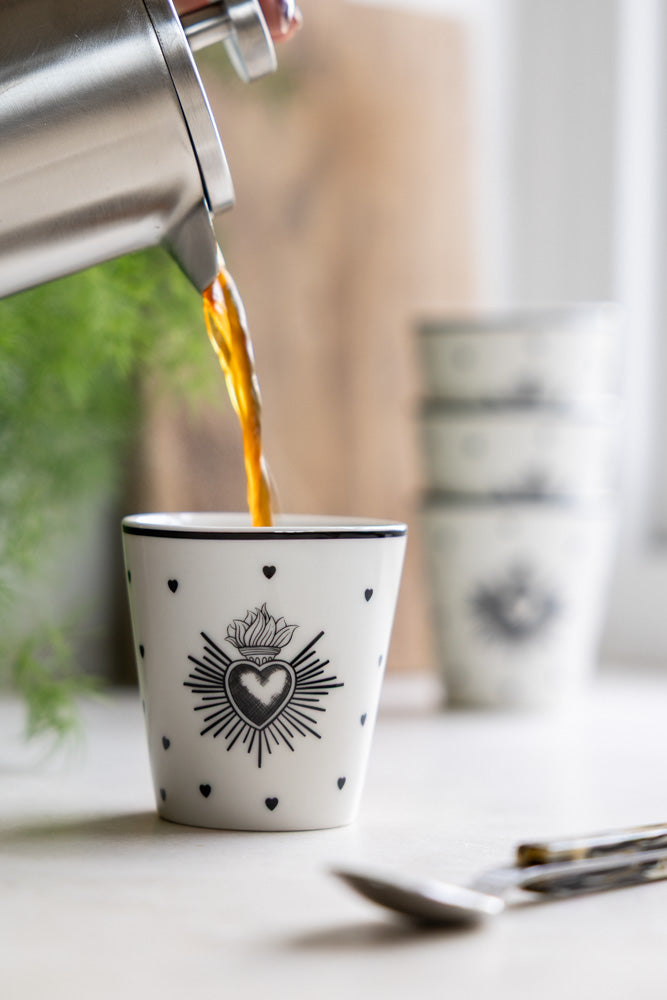 Set of 4 Milagro Heart Ceramic Cups