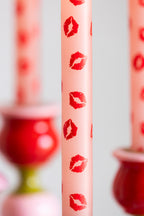 Set of 4 Red Lips Print Dinner Candles