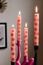 Set of 4 Red Lips Print Dinner Candles