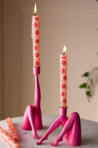 Set of 4 Red Lips Print Dinner Candles