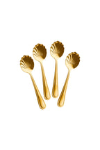 Set of 4 Gold Shell Teaspoons