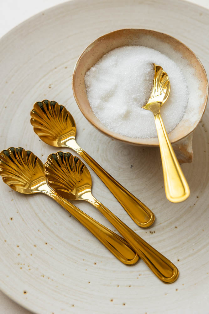 Set of 4 Gold Shell Teaspoons