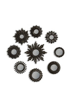 Set of 9 Ornate Antique Black Framed Mirrors