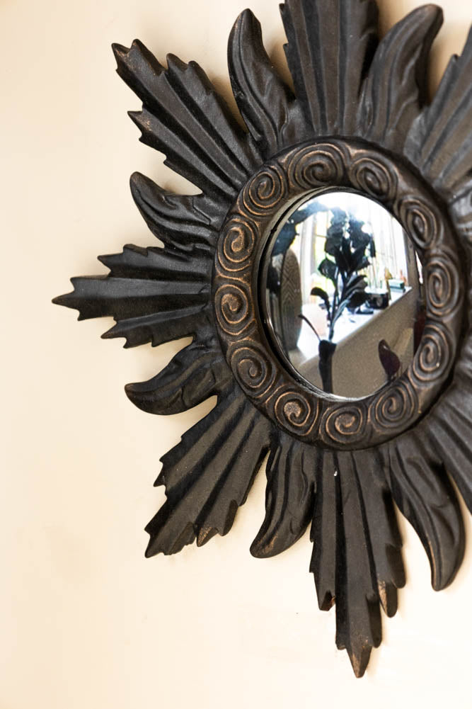 Set of 9 Ornate Antique Black Framed Mirrors