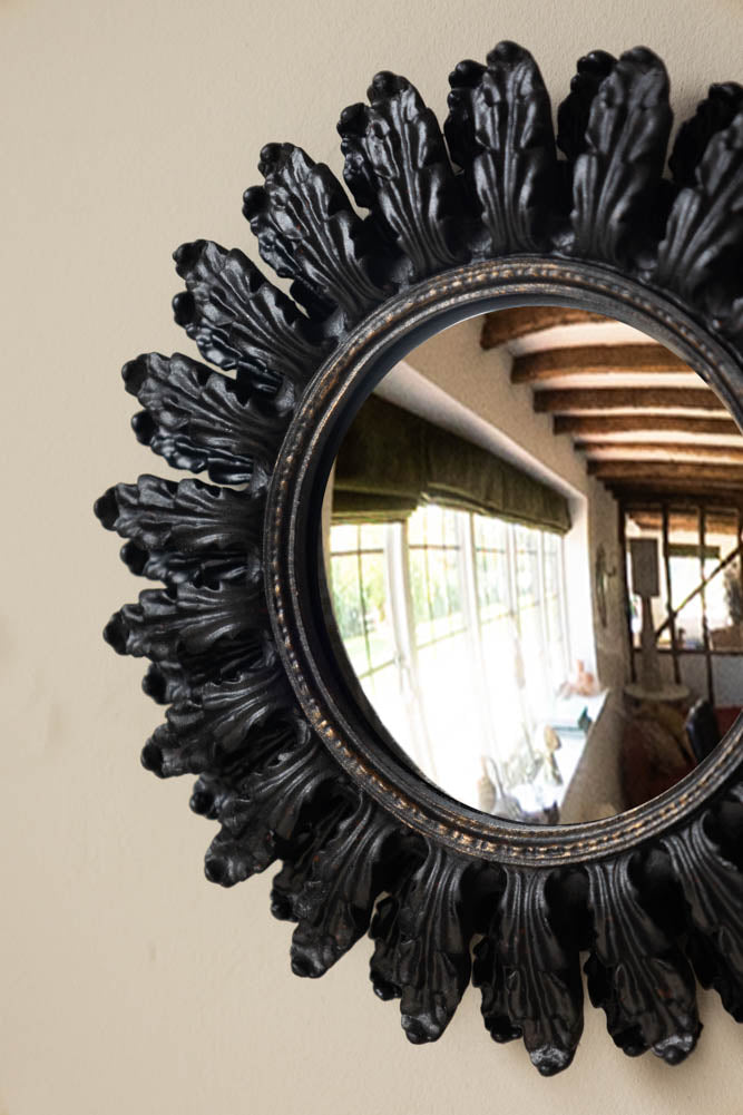 Set of 9 Ornate Antique Black Framed Mirrors