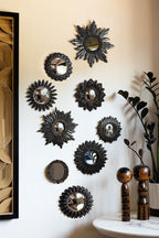 Set of 9 Ornate Antique Black Framed Mirrors