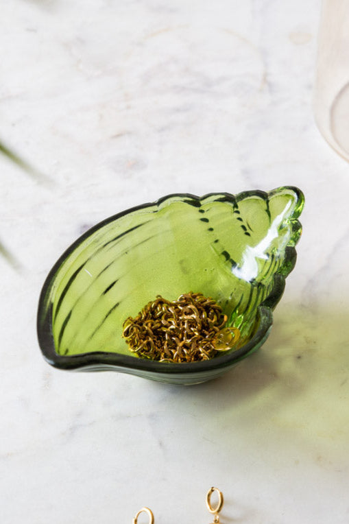 Shell Trinket Tray in Dark Green