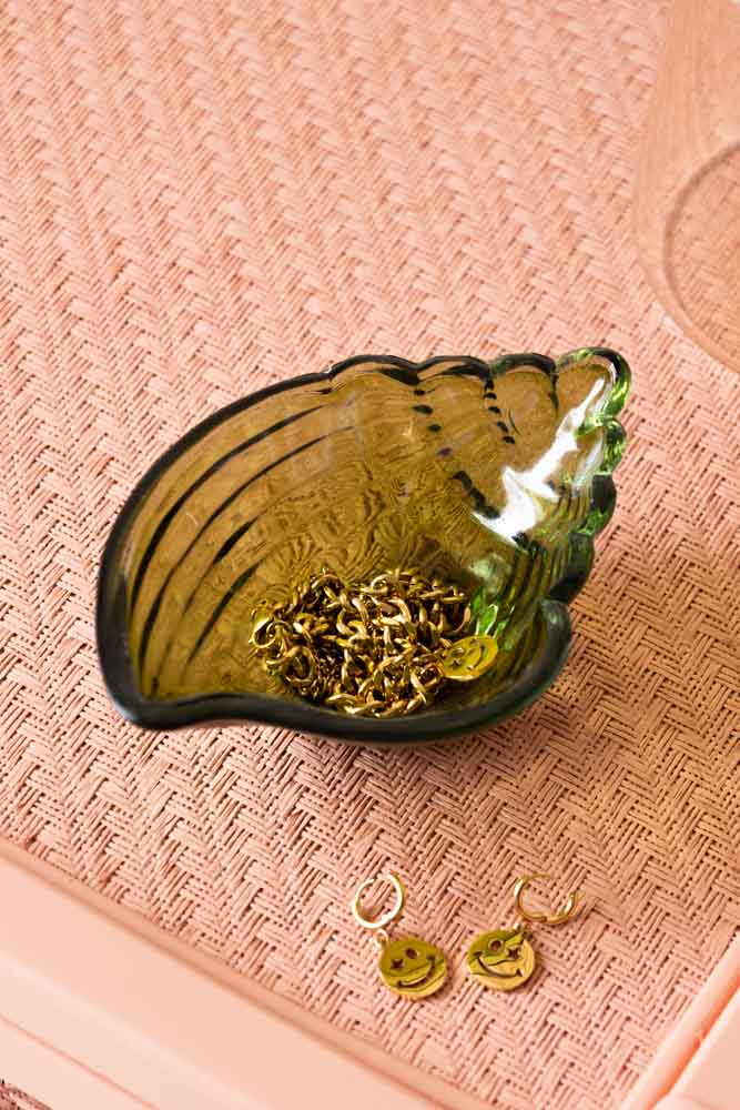 Shell Trinket Tray in Dark Green