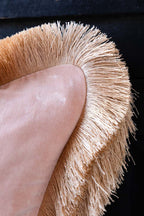 Pink Velvet Double-Fringed Show Must Go On Embroidered Cushion