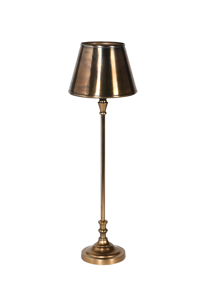 Slim Antique Brass Table Lamp With Metal Shade - SECONDS