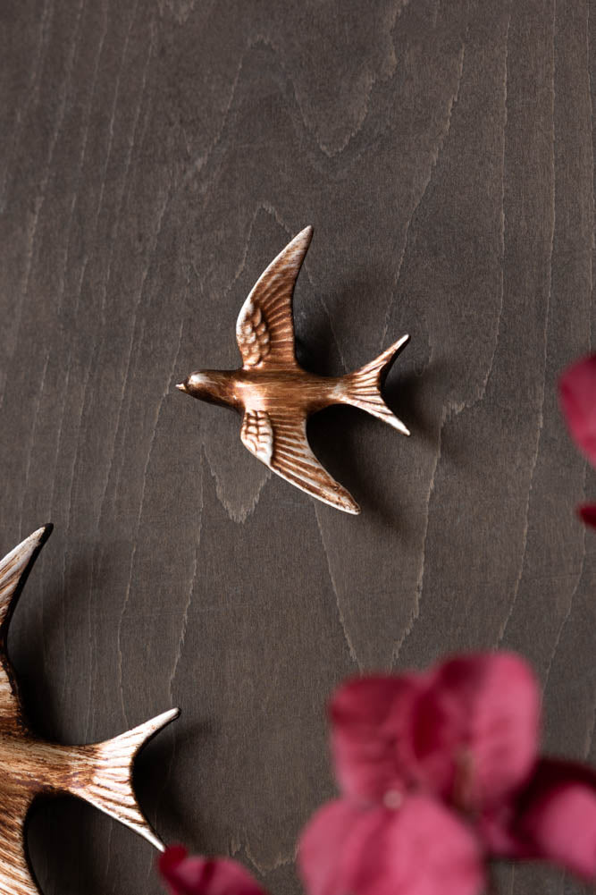 Small Antiqued Copper Swallow Wall Decoration