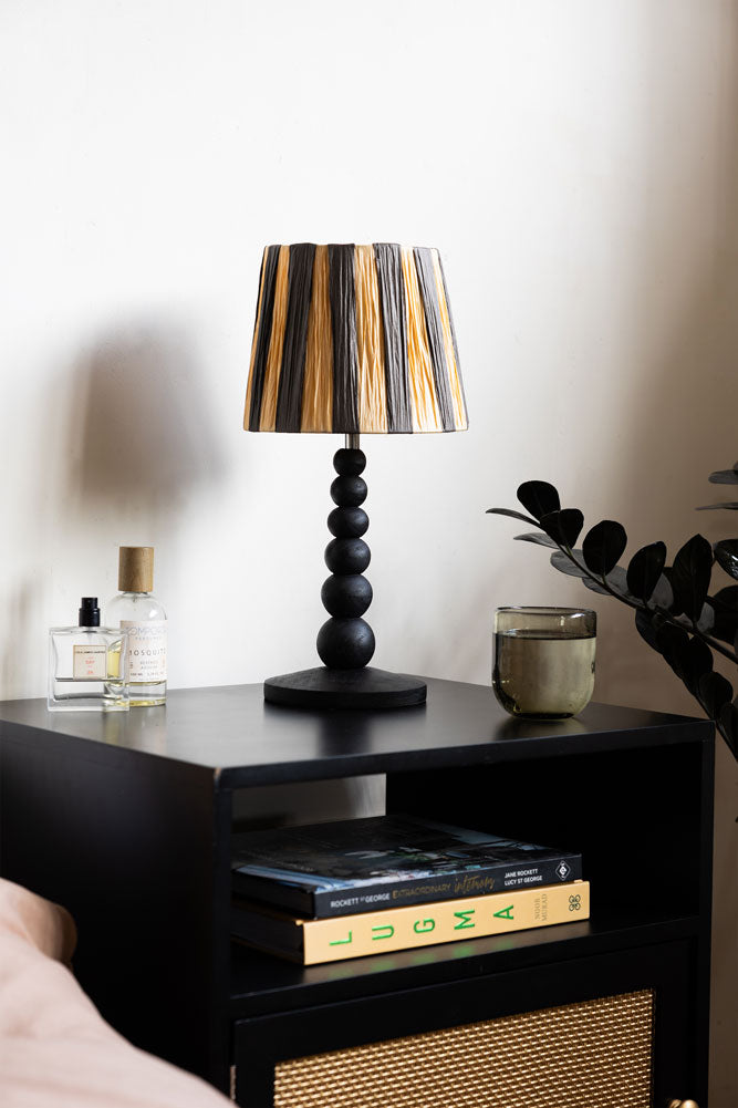 Small Black Bobbin Bedside Table Lamp