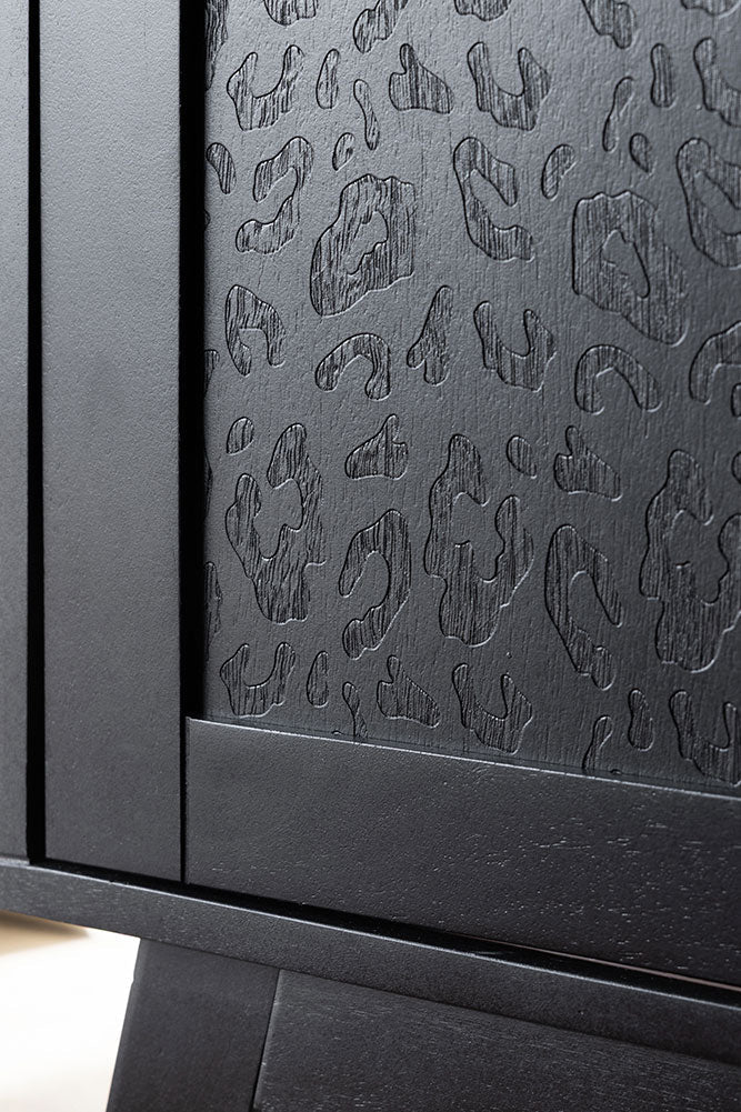 Small Black Leopard Print Sideboard