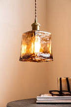 Sophisticated Dark Brown Squared Glass Ceiling Light
