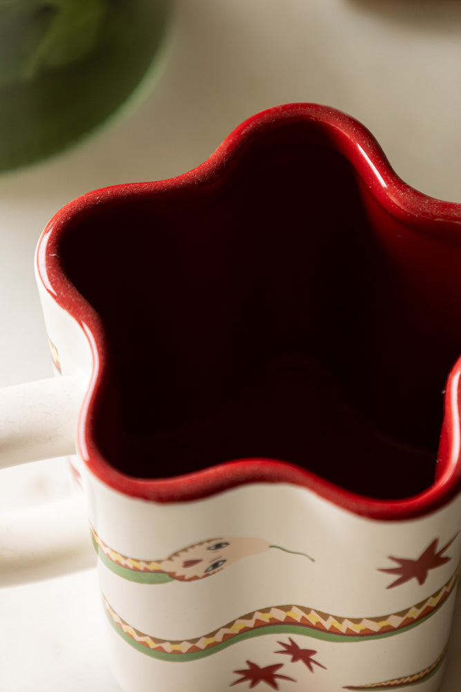 Set of 4 Star Shaped Mugs with Snake Print Detail - DISCONTINUED