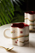 Set of 4 Star Shaped Mugs with Snake Print Detail - DISCONTINUED