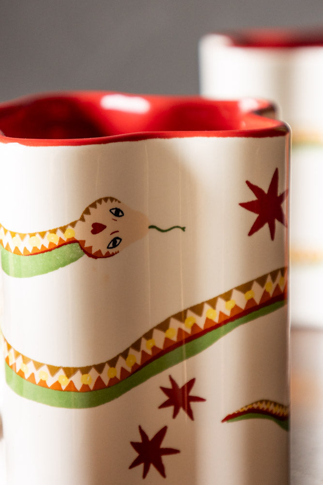 Set of 4 Star Shaped Mugs with Snake Print Detail - DISCONTINUED