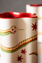 Set of 4 Star Shaped Mugs with Snake Print Detail - DISCONTINUED