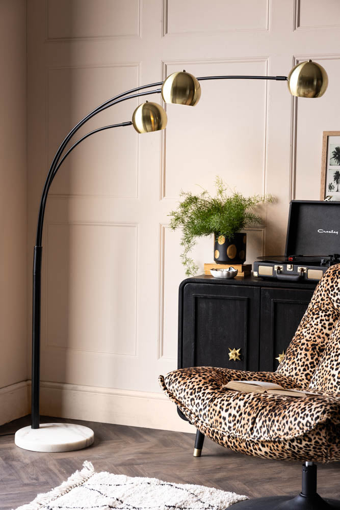 Statement Black & Gold Retro Arch Floor Lamp