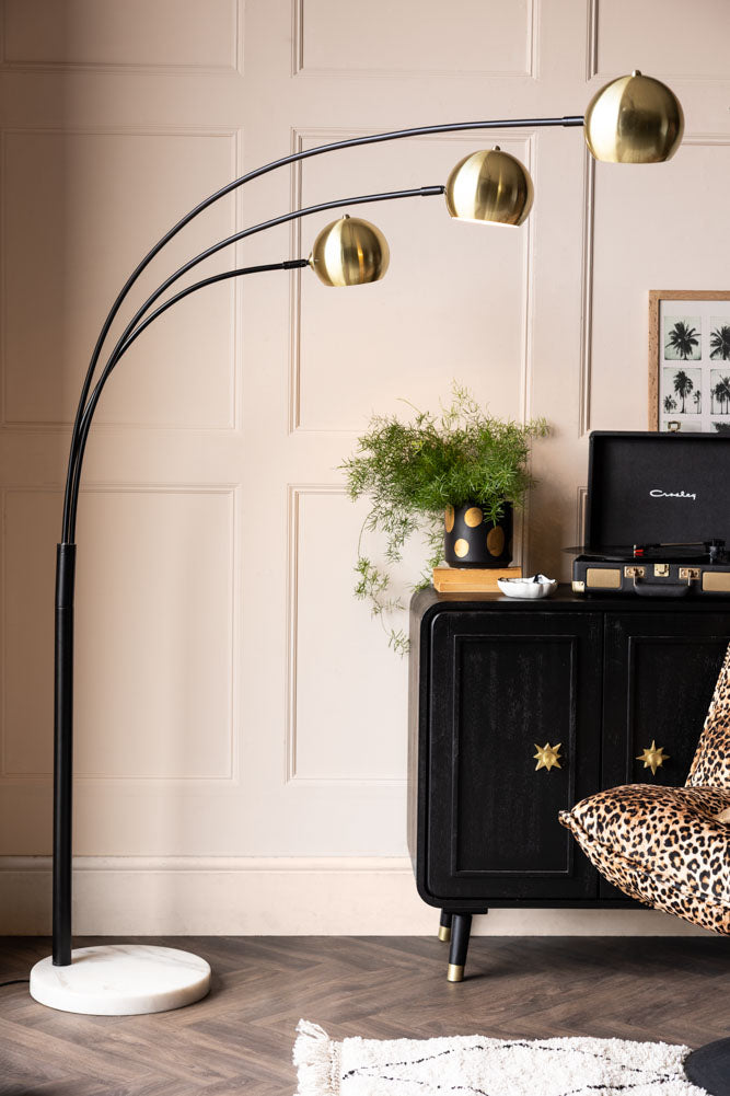Statement Black & Gold Retro Arch Floor Lamp