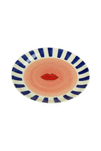 Striped Border & Lips Ceramic Serving Plate