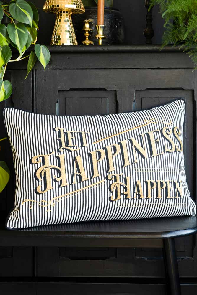 Striped Let Happiness Happen Cushion