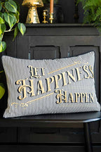 Striped Let Happiness Happen Cushion