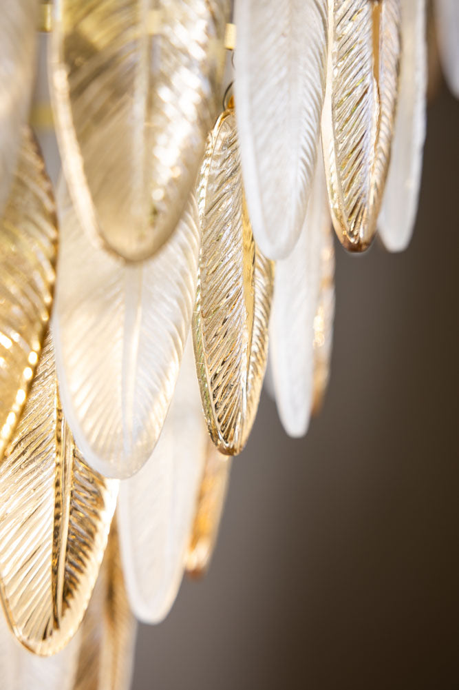 Stunning Art Deco Glass Feather Ceiling Light