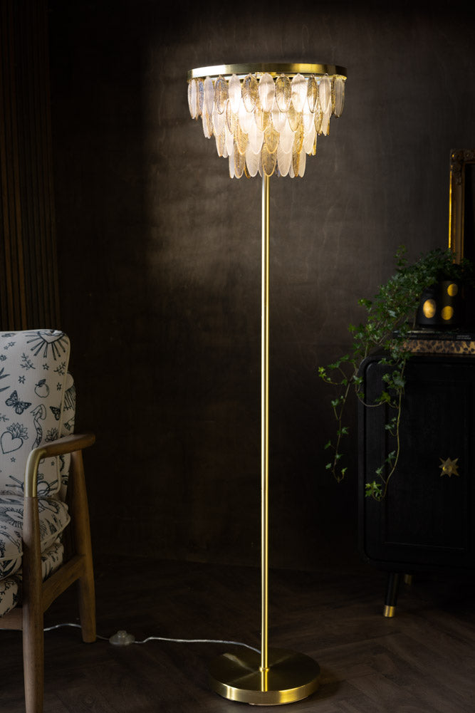 Stunning Art Deco Glass Feather Floor Lamp