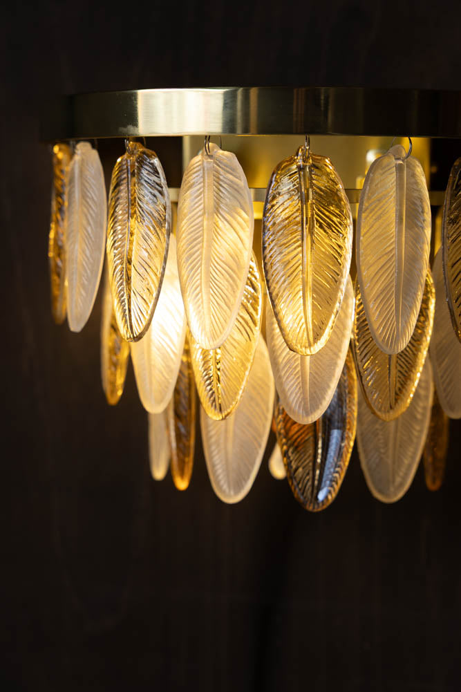 Stunning Art Deco Glass Feather Wall Light