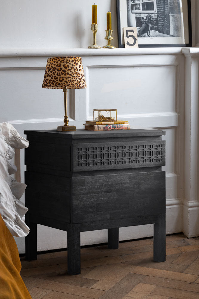 Stylish Mango Wood 2-Drawer Bedside Table
